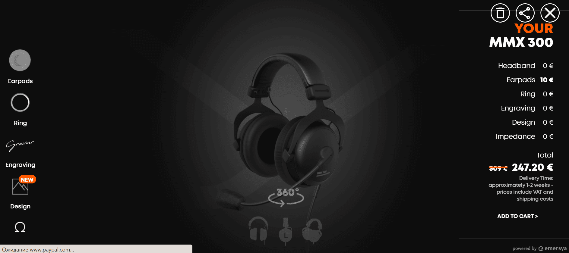 Beyerdynamic MMX 3000 Headphones 3D Configurator