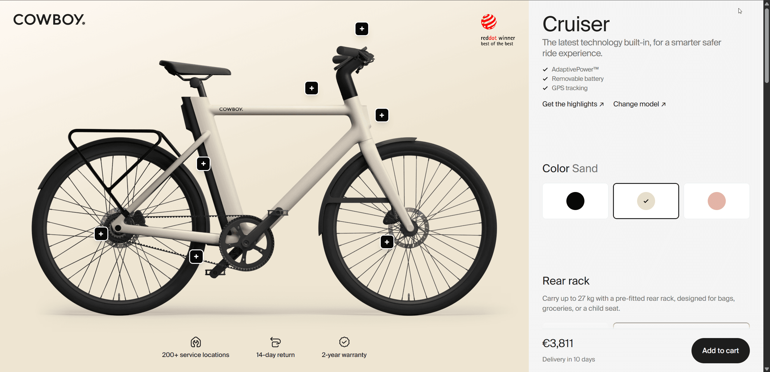 Cowboy Electric Bike 2D Configurator
