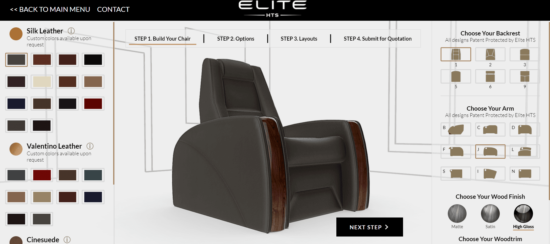 Elite HTS Theater Chair 3D Configurator