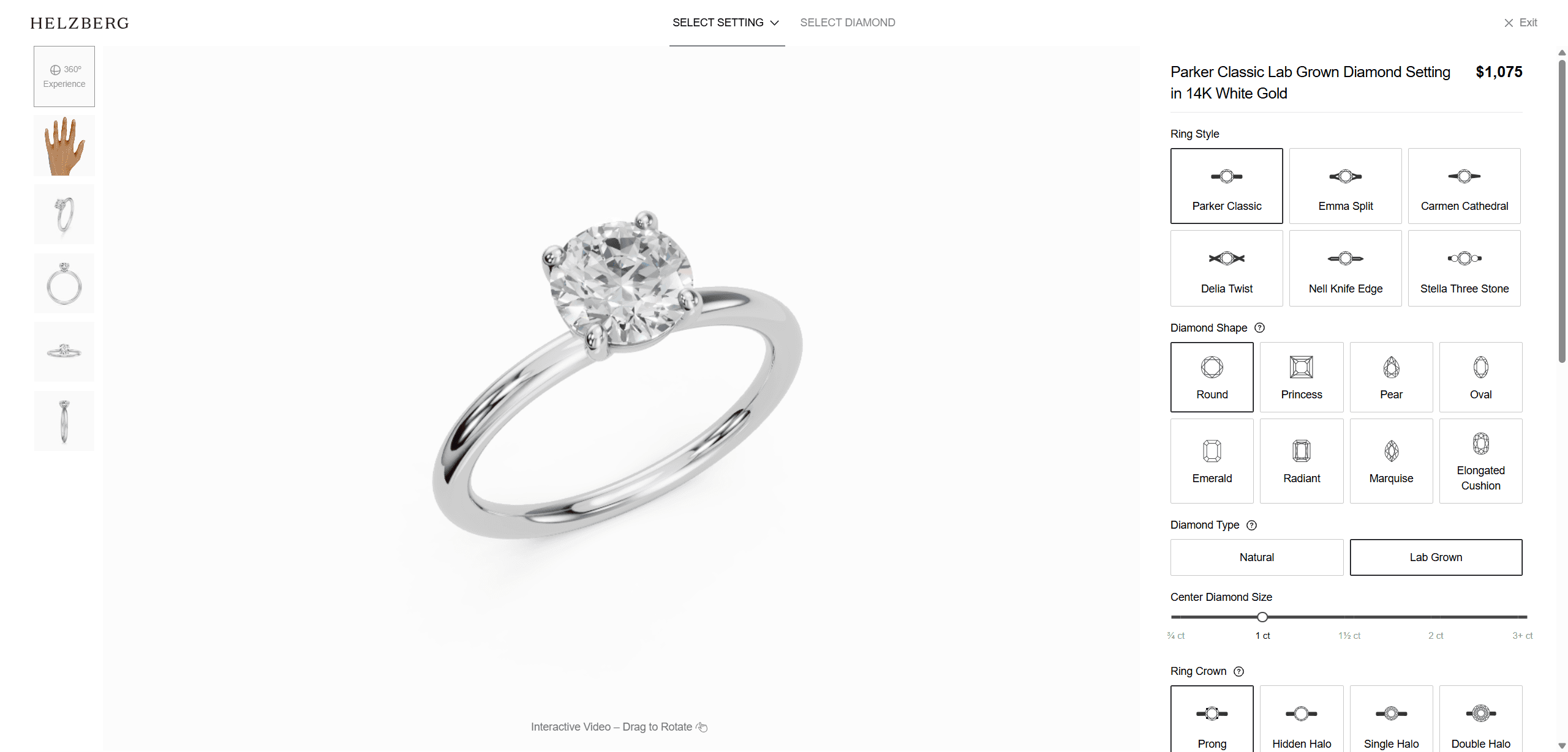 Helzberg 3D Diamond Ring Configurator