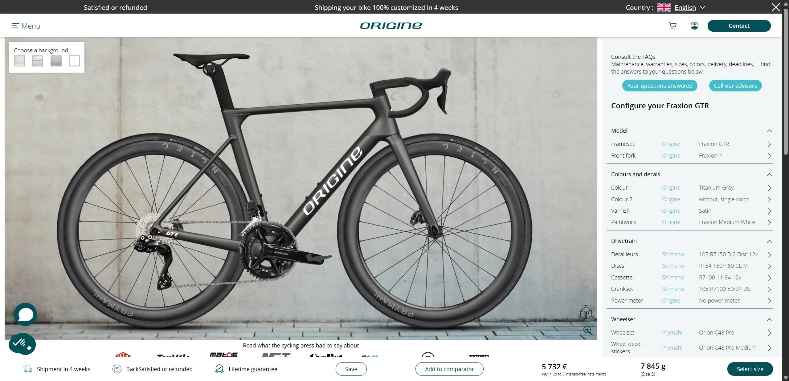 Origine Cycles Bicycle Configurator