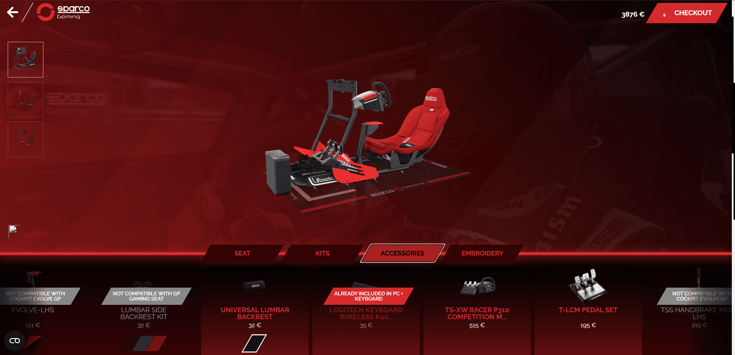 Sparco Racing Simulator Chair 2D Configurator