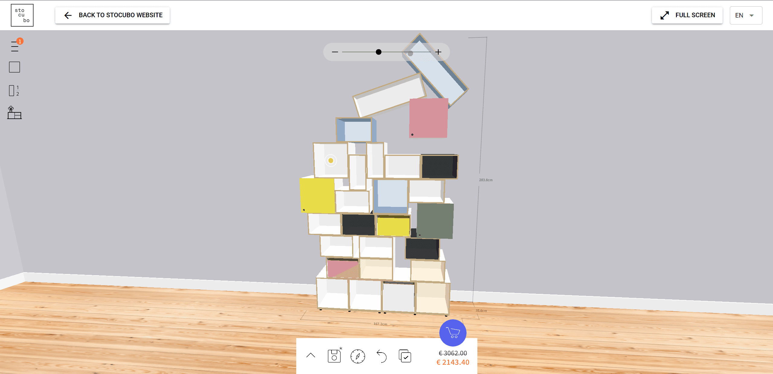 Stocubo Modular Shelving 3D Configurator