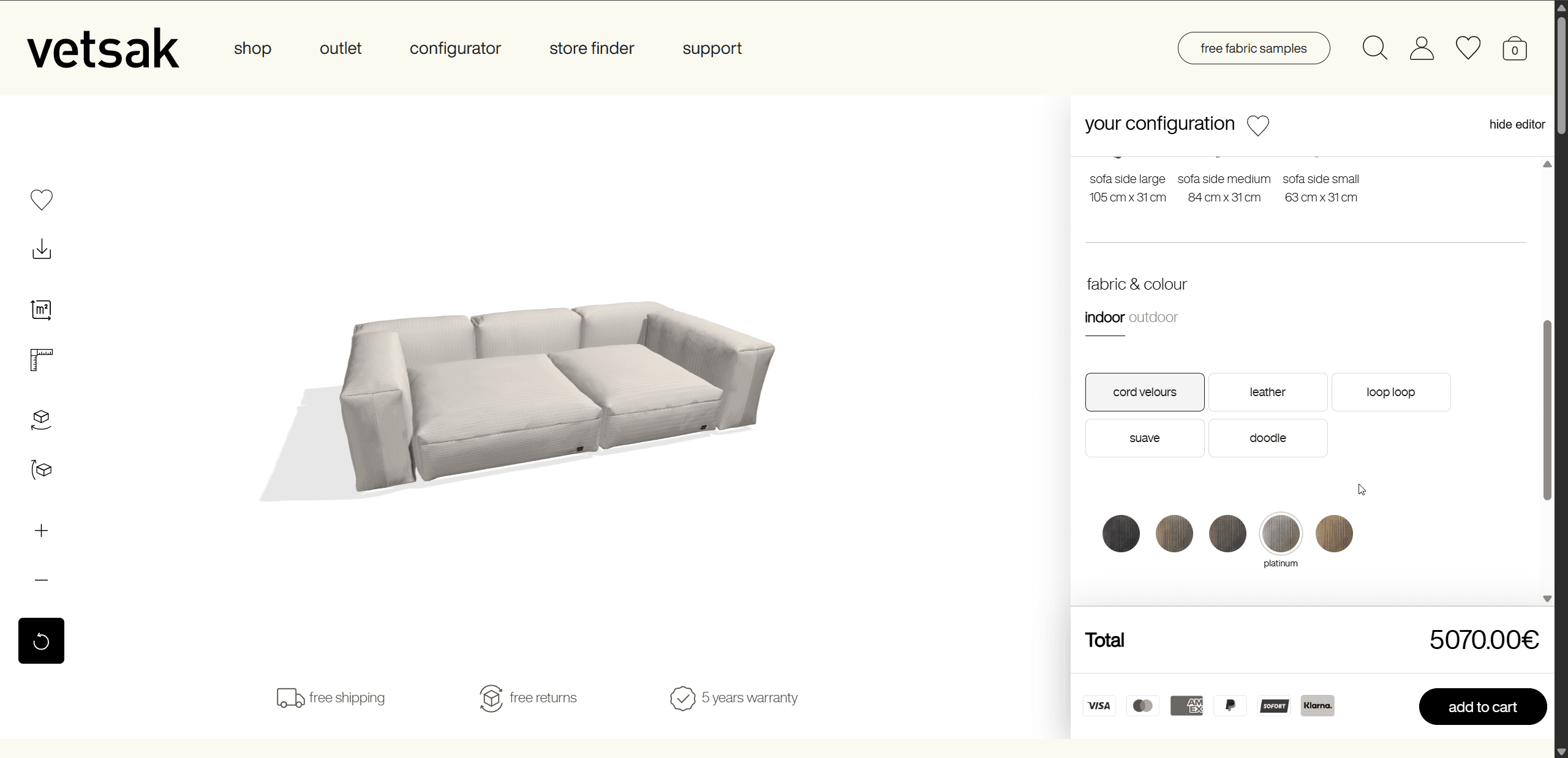 Vetsak Sofa Configurator